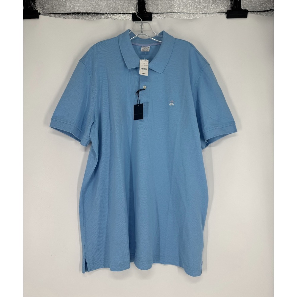 Brooks Brothers Performance Polo Shirt Slim Fit Mens 2XL Logo Blue Short Sleeve